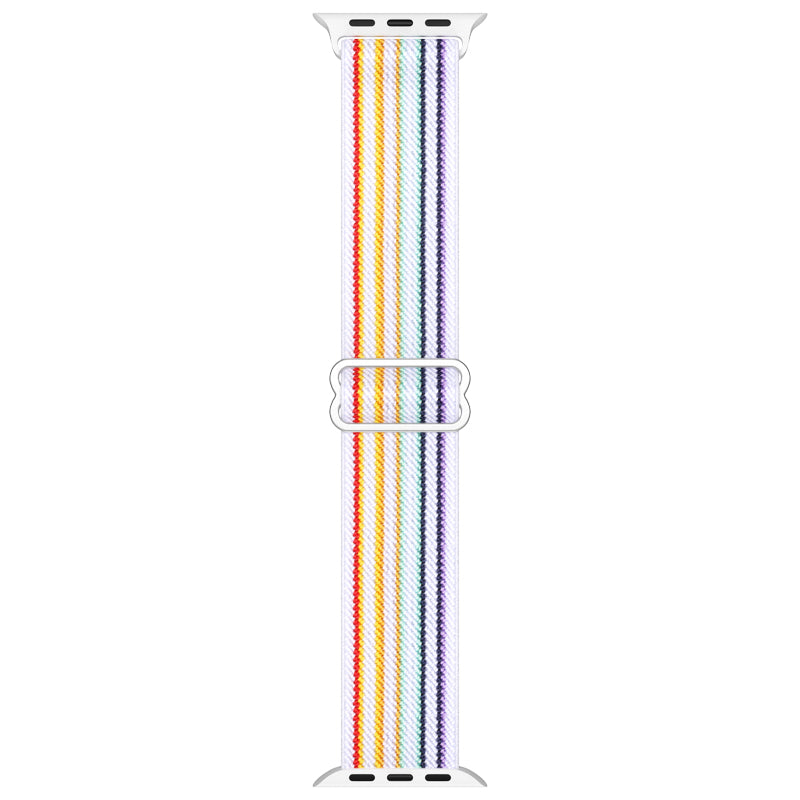 Apple watch replacement strap nylon White Strip Rainbow