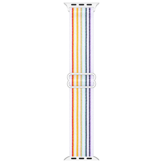 Apple watch replacement strap nylon White Strip Rainbow