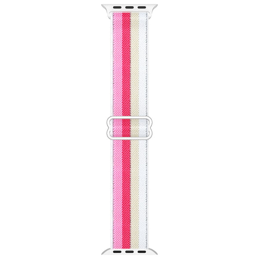 Apple watch replacement strap nylon Pink White Stripe